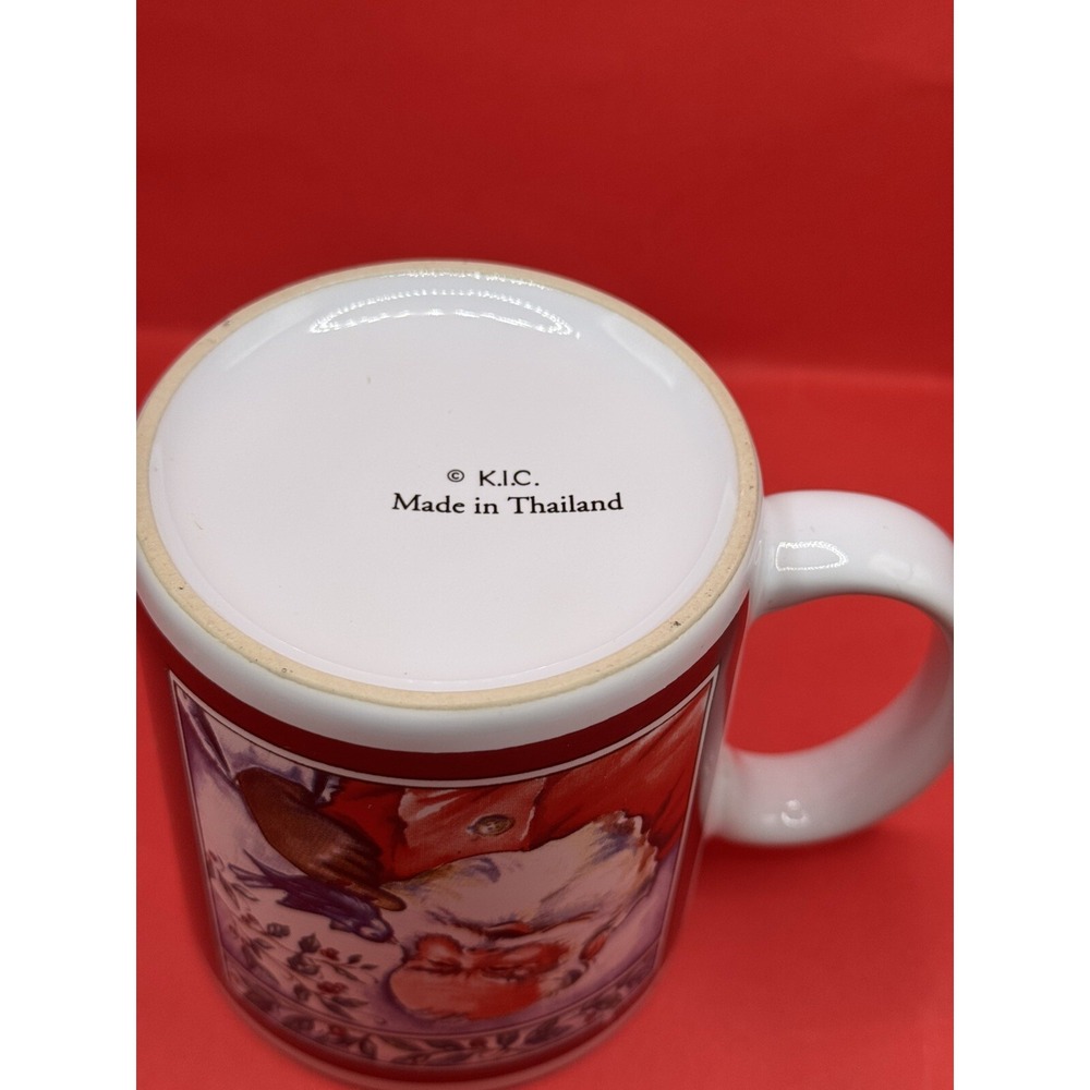 Santa's Friends Mugs Cups Vintage K.I.C. Stoneware Coffee/Tea Set Of 4 Christmas - Picture 10 of 16
